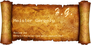 Heisler Gergely névjegykártya
